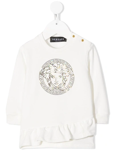 Young Versace Babies' Logo印花罩衫 In White