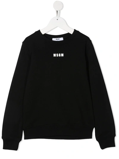 Msgm Teen Logo-print Cotton Sweatshirt In Black