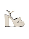 SAINT LAURENT WHITE LEATHER SANDALS