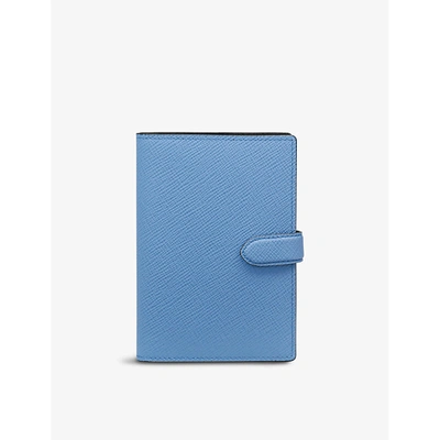 Smythson Passport Cover Wallet In Panama In Nile Blue