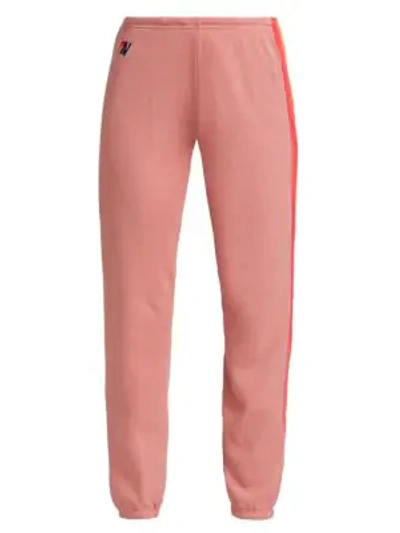 Aviator Nation Five Stripe Sweatpants In Rose Neon