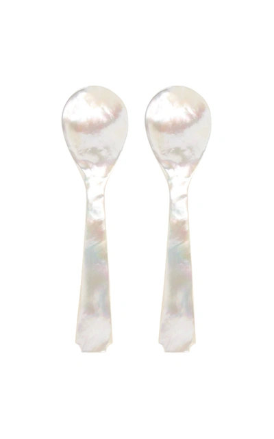 Lorenzi Milano Set-of-two Mother-of-pearl Caviar Spoons In White