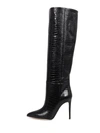 Paris Texas Arrow Toe Stiletto Boots In Black Leather In Black