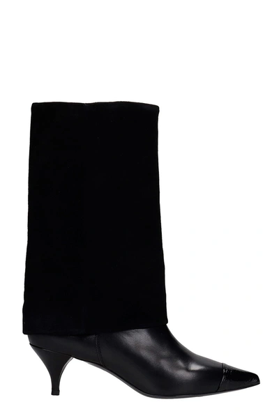 Alchimia Low Heels Ankle Boots In Black Suede And Leather