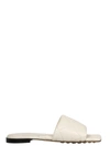 Bottega Veneta Rubber Lido Debossed Leather Slides In White