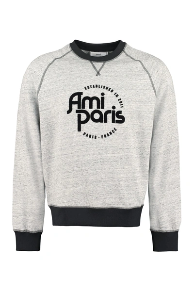 Ami Alexandre Mattiussi Cotton Crew-neck Sweatshirt In Grey