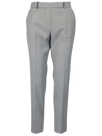 Peserico Virgin Wool-viscose Trousers In Light Grey