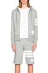 Thom Browne Mens Light Grey Striped Brand-patch Cotton-jersey Hoody