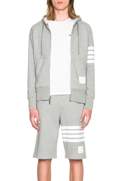 Thom Browne Mens Light Grey Striped Brand-patch Cotton-jersey Hoody