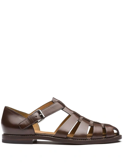 Church's Fisherman Bookbinder Fume Leather Sandals In Ebony