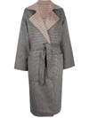 Nanushka Alamo Reversible Houndstooth Wool And Silk-blend Coat In Grey