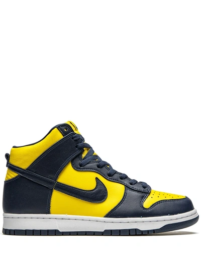Nike Dunk High Retro Sneakers In Black And Yellow-gold