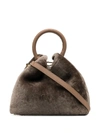 ELLEME BAO SHEARLING AND LEATHER TOTE BAG