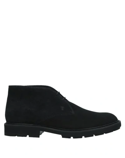 Tod's Man Ankle Boots Navy Size 9 Soft Leather In Navy Blue