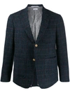 THOM BROWNE CHECKERED NOTCHED LAPELS BLAZER