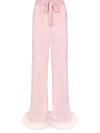 Sleeper Boudoir Feather-hem Trousers In Pink