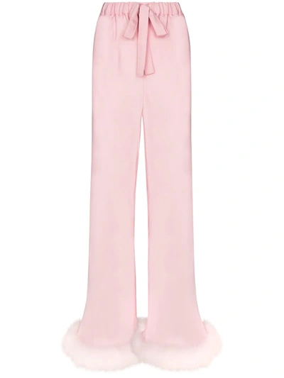 Sleeper Boudoir Feather-hem Trousers In Pink