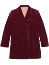 Gucci Double-breasted Velvet Blazer In Red