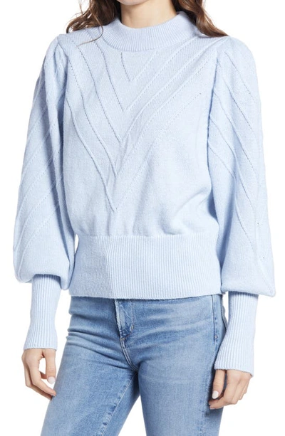 French Connection Balloon Sleeve Cropped Sweater In Crystal Clear