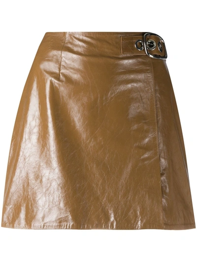 Alexa Chung Leather Mini Skirt In Neutrals