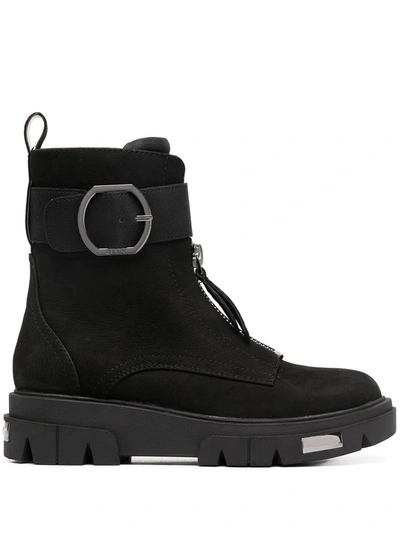 Dkny Buckle-detail Ankle Bots In Black