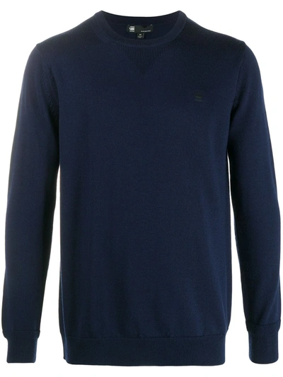 G-star Raw Crew-neck Merino Jumper In Blue