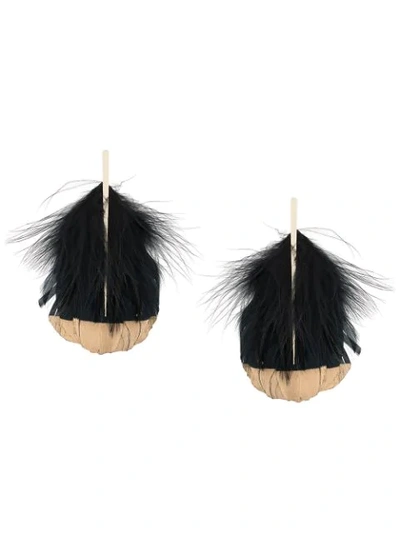 Tom Ford Feather-detail Drop Earrings In Black