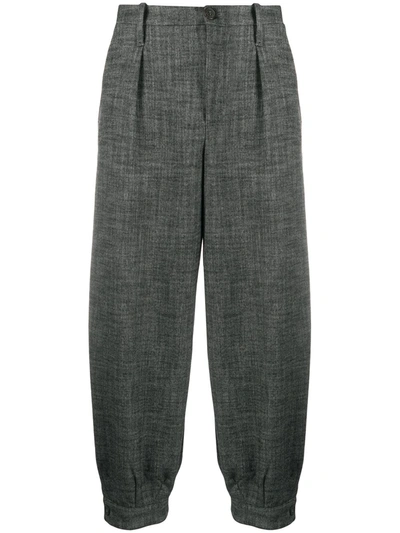 Semicouture Cropped Loose-fit Trousers In Grey