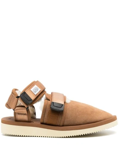 Suicoke Biscuit Suede Nots Slippers In Brown