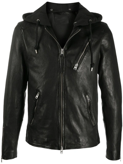 Allsaints Rigg Biker Leather Jacket In Black