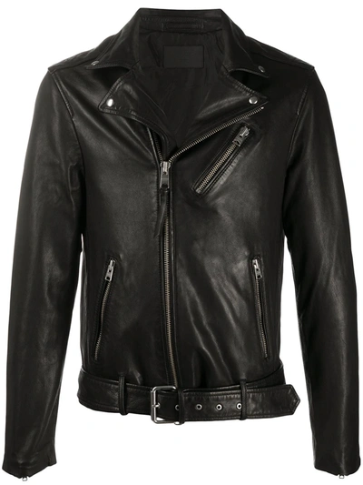 Allsaints Wick Leather Regular Fit Biker Jacket In Black