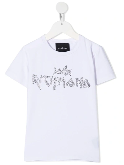 John Richmond Junior Teen Micro Studded-logo T-shirt In White