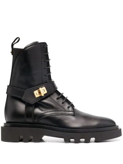 Givenchy Eden Turn-lock Combat Boots In Black