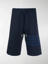 Thom Browne Tonal 4 Bar Cotton Sweat Shorts In Blue