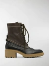 Chloé Franne Leather Lace-up Boots In Brown