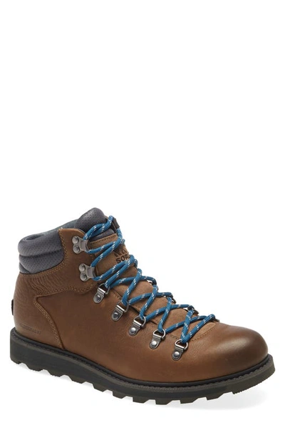 Sorel Madison Ii Suede-trimmed Textured-leather Hiking Boots In Brown