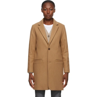 Apc Carver Wool-blend Coat In Pbc Beige