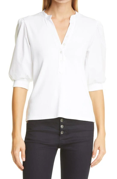 Veronica Beard Coralee Poplin And Ribbed Stretch Pima Cotton-jersey Top In White