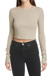 COTTON CITIZEN VERONA RIBBED LONG SLEEVE CROP TOP,W214564