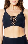 HAUTY MICROFIBER GROMMET LACE-UP BRALETTE,2056