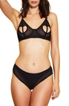 Hauty My Heart Cutout Mesh Underwire Bralette Lingerie In Black