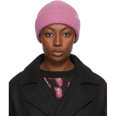 Apc Logo-patch Ribbed Beanie In Pink