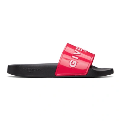 Givenchy Logo-embossed Flat Slides In Red