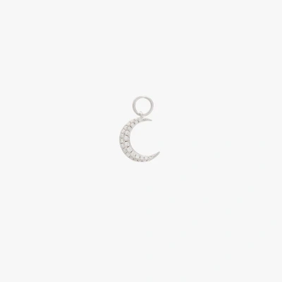 Roxanne First Crescent Moon 14ct White-gold And 0.11ct Round-cut Diamond Single Earring Charm In White Gold
