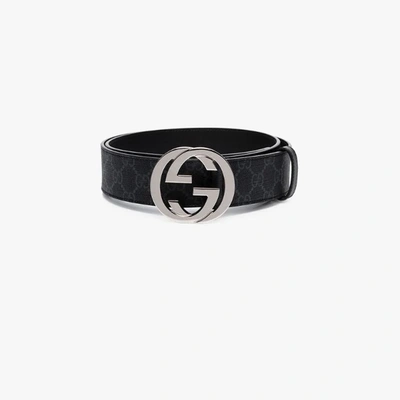 GUCCI BLACK SUPREME GG CANVAS AND LEATHER BELT,411924KGDHX12147116