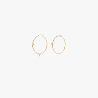 Dru 14k Yellow Gold Mismatched Trillions White Diamond Hoop Earrings