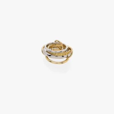 Spinelli Kilcollin 18kt Yellow And White Gold Luna Yellow Diamond Link Ring In White Gold Yellow Gold