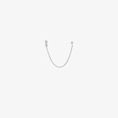 Roxanne First 14k White Gold Laura The Double Chain Stud Earring