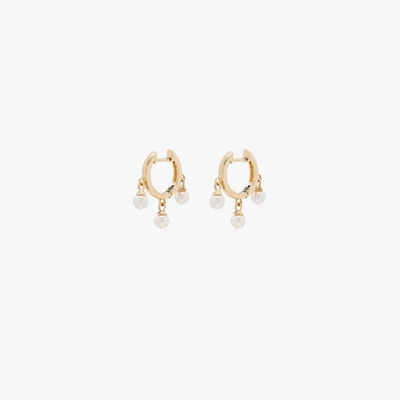 Mateo 14kt Yellow Gold Trio Pearl Huggie Earrings