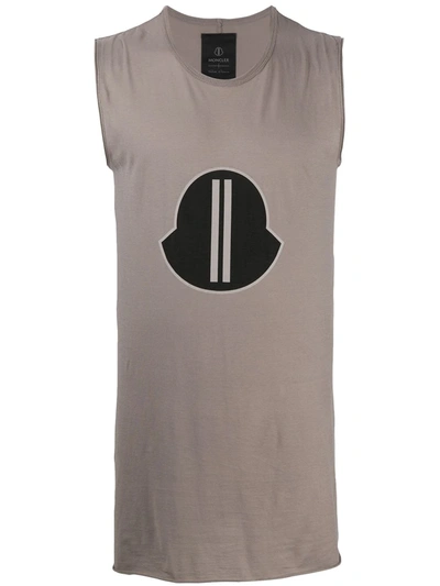Moncler Genius Logo-print Cotton-jersey Tank Top In Neutrals